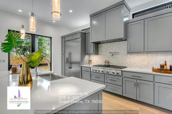 Kitchen cabinets that have been custom painted in Grand Prairie.