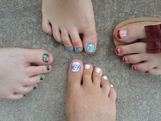 My family and I had our toes painted for my mom's birthday. So cute! The first time I had a picture on my toe.