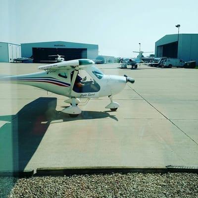 One of our planes on the ramp, from the view of our office window.