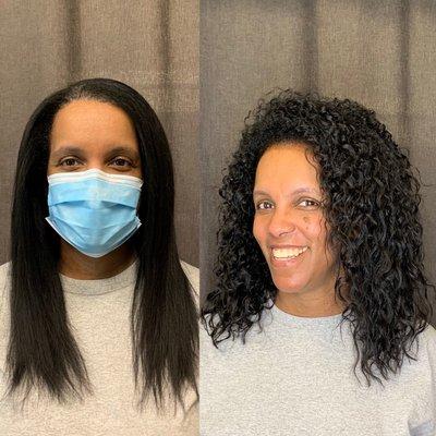 Before and after natural curl care styling lesson