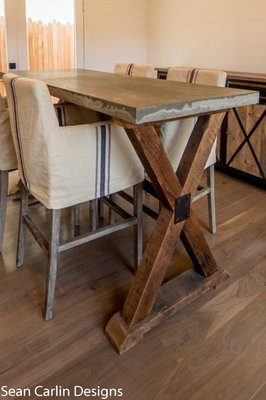 Custom built barn wood and concrete table