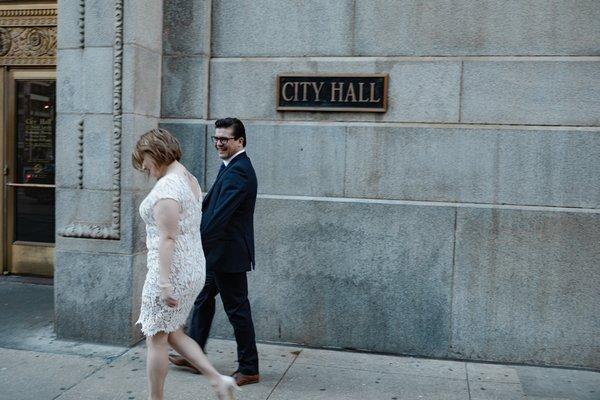 Chicago elopement downtown wedding city hall photographed by Matt Mrozinski on 3/13/2020