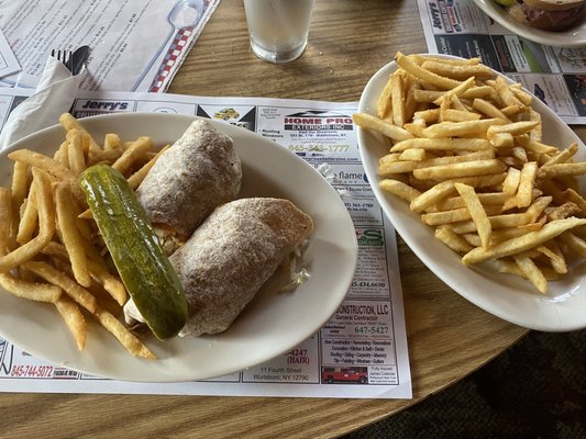 Chicken wrap with fries!!. Quite frankly these may Just be the best fries I've ever had!!