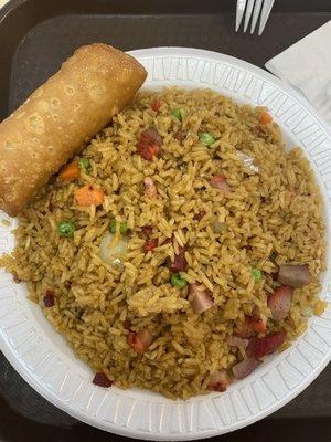 Roast Pork Fried Rice & Egg Roll .. Delicious!