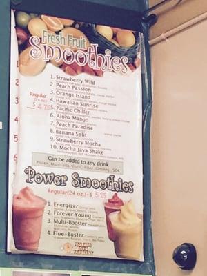 Smoothie menu!