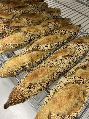 sesame crusted zaatar baguettes