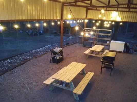 The patio area for the cabins.