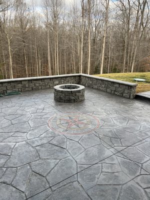 Patio, compass, fireplace