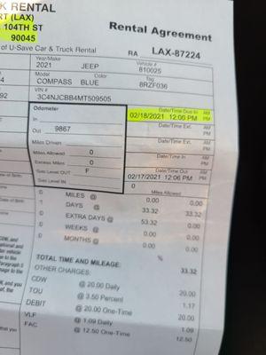 The receipt from the previous driver, still in the center console.