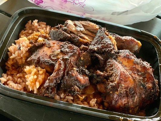 Jerk Chicken with rice & beans