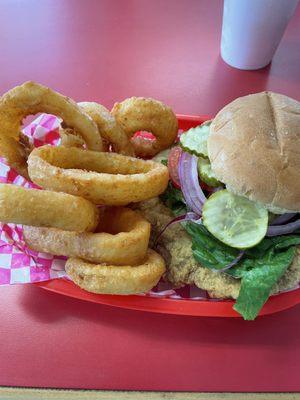 Loved the pork loin sandwich.  Beer batter onion rings were good.  Great service too.