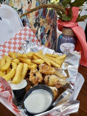 Garlic Parmesan wings and fries