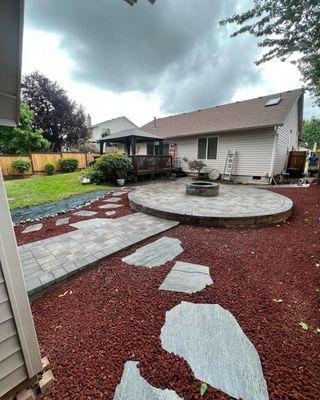 Paver patio with fire pit.