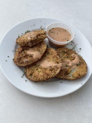 Cooked to order fried green tomatoes with spicy aioli.