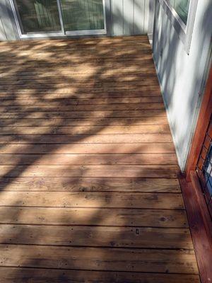 This is a new client's residence the deck was done incorrectly as in stained and my business came in and redid it