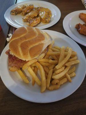 Chicken Bacon Ranch Sandwich and fries