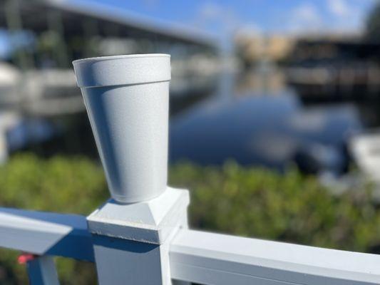 Cup of coffee overlooking the marina