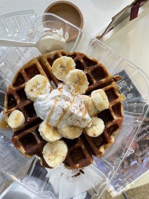 December banana waffle  

A delicious protein waffle containing 30g protein, 200cals.