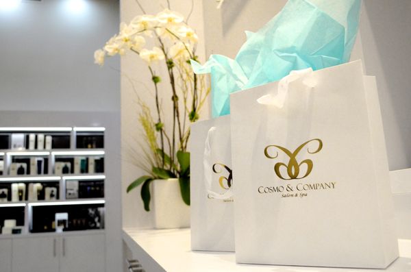 Cosmo & Company Hair Salon and Spa showing Cosmo's gift bag