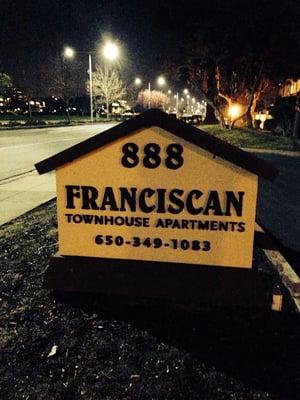 The front sign for the Franciscan