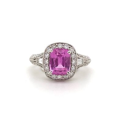 Pink sapphire and diamond ring