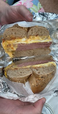 Pork roll egg and cheese on whole wheat