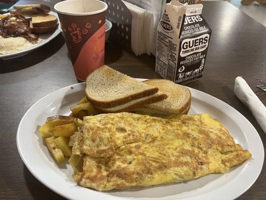 Mushroom and Swiss omelet