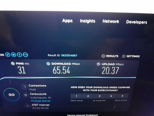 Ethernet line to computer NOT 100mpbs as advertised...signal fluctuates down and back to this less than 100mbps