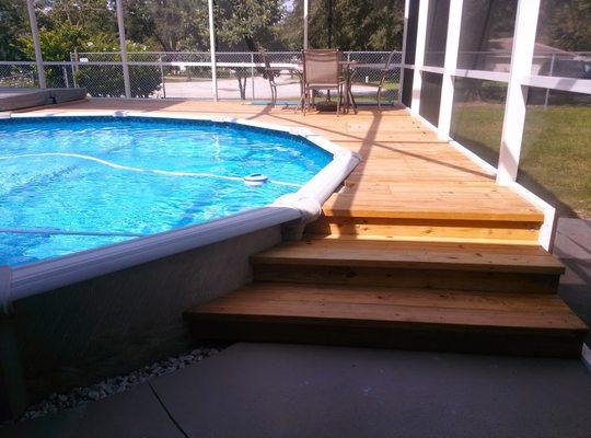 Above Ground Pool Screen Enclosure with Hottub.