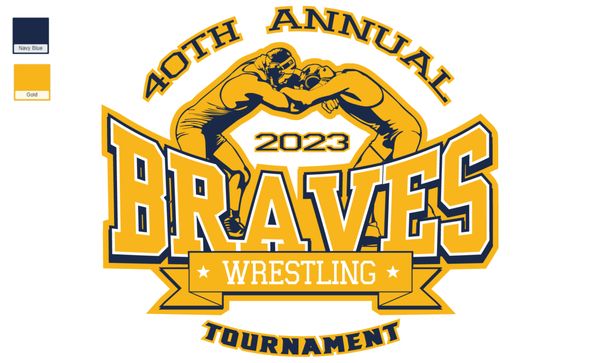 2 color screen print for 40th Annual Braves Wrestling Tournament Upper Perkiomen