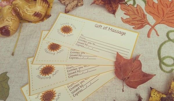 Gift certificates! Share the gift of healing!