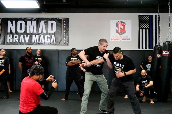 Chief Instructor and self-defense expert, Shannon Langwell, teaching the details of a weapons-based defense!