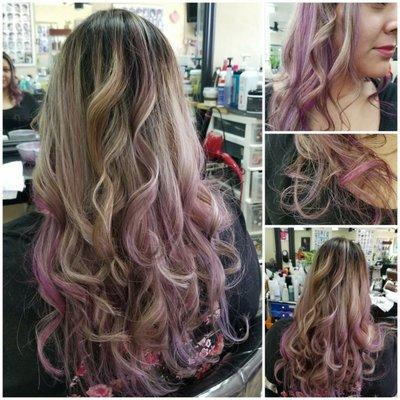 Pink, purple, silver highlights by Vero!