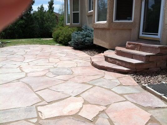 flagstone patio with customized Colorado stone staircase....awesome!