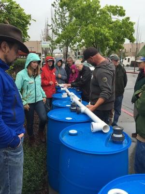 Sebastopol Library rain barrel installation