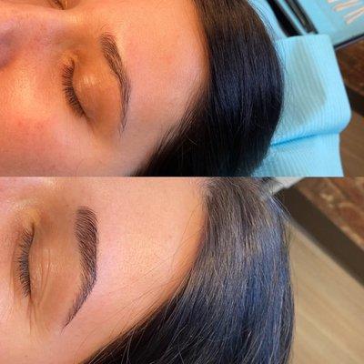 Brow lamination, tint, and wax.