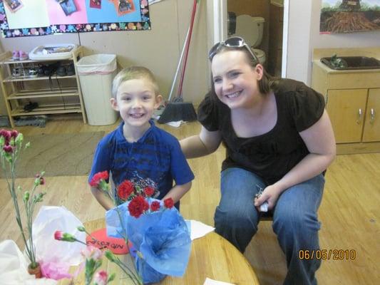 Nickolas with his mom for Mom's and Muffins!