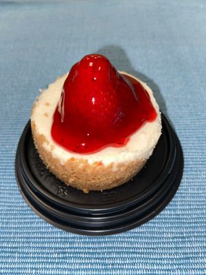 Mini Strawberry cheesecake you can find it in aisle 4A at the cheesecake stop.