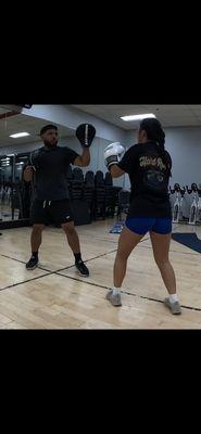 My client is a volleyball player, and has never done boxing but has enjoyed learning and training with me