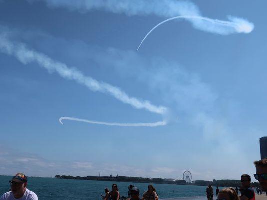 2021 Navy Blue Angels.  Sky-writing above Navy Pier, Blue Angels style.