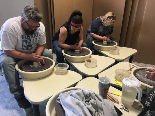 Our 1st pottery wheel class at Clay Monet