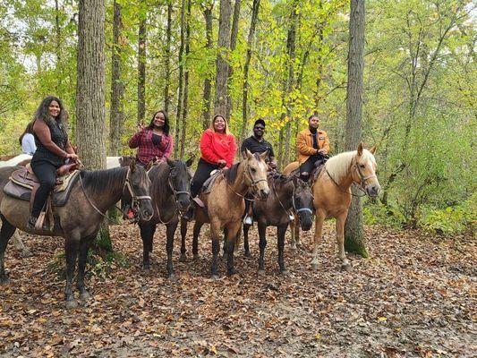 Our group :) im in the red. From right to left you have Cleo Cece Buck Coco & Maggie to ride us through.