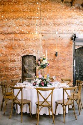 Guest table with tall floral