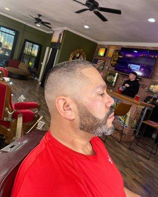 Bald fade and beard line up