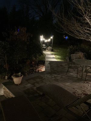 View looking toward the firepit from the patio.