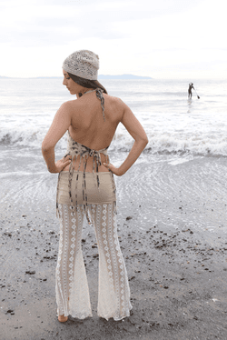 TRIBAL BELLYDANCE LACE CROCHET FLARE  PANT  IN CREAM OR BLACK