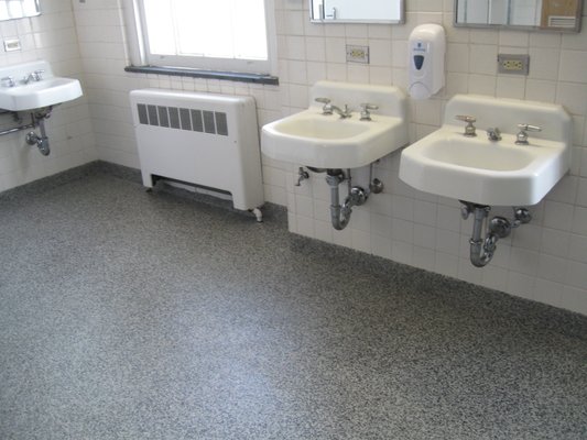 Quarry-Tek installed in college dormitory bathrooms.