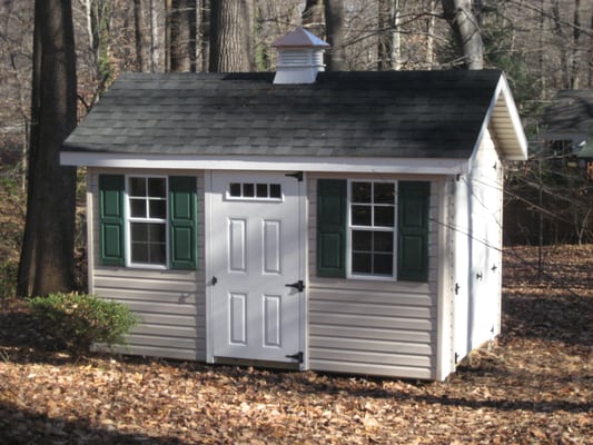 10 x 12 Classic A-Frame with vinyl siding, cupola and 3 foot door with transom window