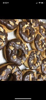 chocolate iced walnuts donuts