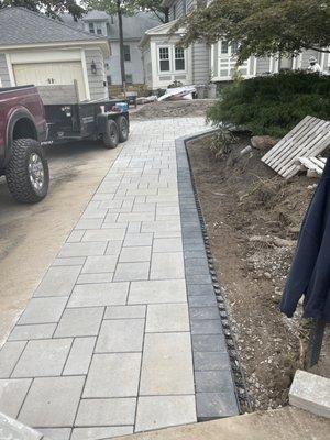 Sidewalk patio install from driveway to new front walk install